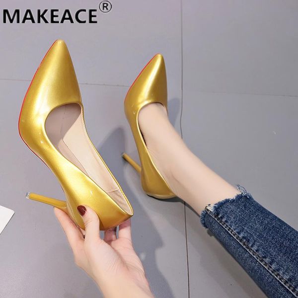 

dress shoes women's high heels fashion 10cm thin heel banquet 35-43 large size women wedding pointy fall single, Black