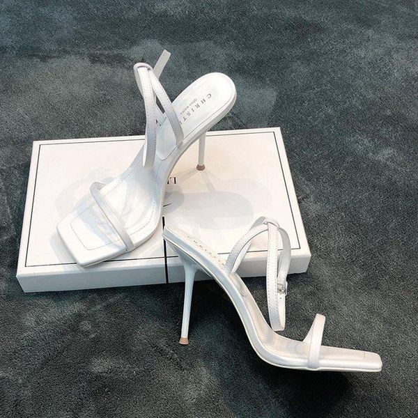 

sandals 2021 brand rivet high heels thick 6cm black women's luxury buckle mid-heel shoes open toe women
