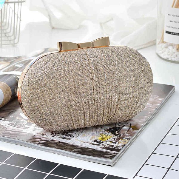 

goose egg dinner bag bowknot magic color leather chain fold hard box lady's hand