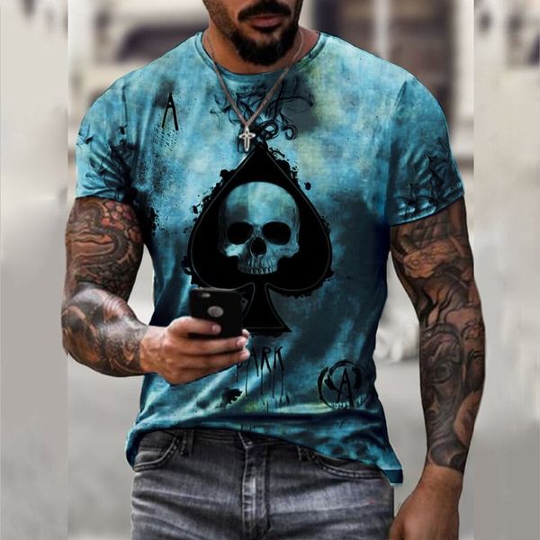 

spades skull print men's 3d printed t shirt visual impact party streetwear punk gothic round neck american muscle style short sleeves, White;black