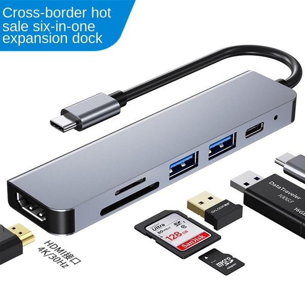 

hubs usb c hub multifunction docking station 4k hd notebook six in one type-c