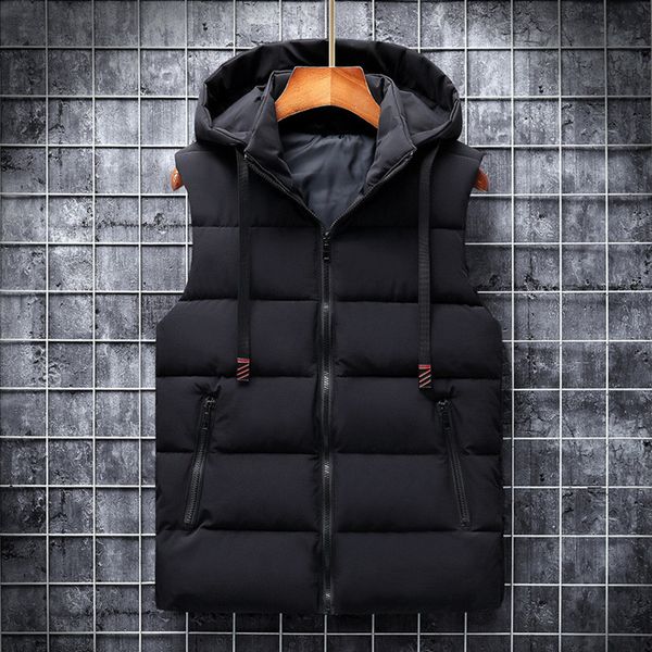 

Ymwmhu 6XL Solid Casual Autumn Hooded Svels ets Fashion Male Waistcoat Winter Vt Plus Size Work Cloth Men, Black;white