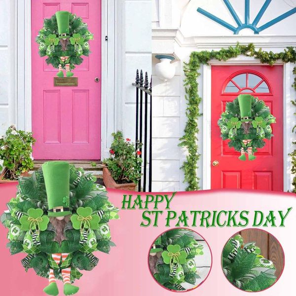 

st patrick's day round hoop ring diy wreath crafts durable handmade hoop home garden decor hanging basket accessories #t3g