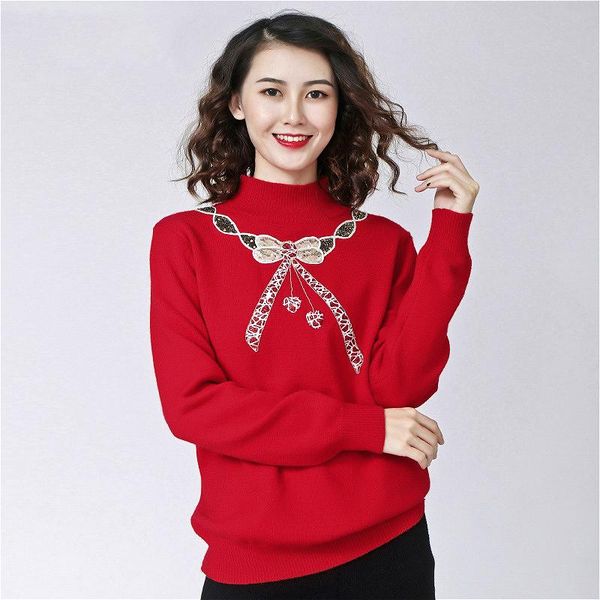 

autumn and winter women's korean sweater cashmere high-neck knitted sweater casual loose thick pullover coat, White;black