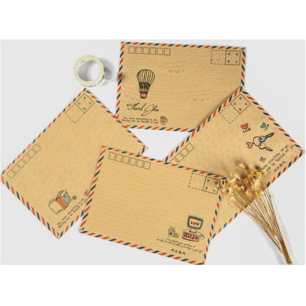 

gift wrap 8pcs vintage kraft classic envelopes air mail b6 mini post po letter gifts storage office school supplies (ran