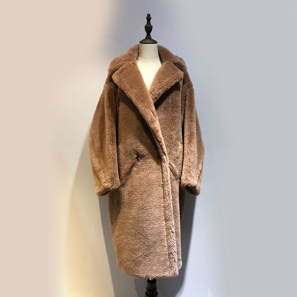 

100% classic  style womens coat teddy fur coat women coat women wool coats winter warm thicken women, Tan;black