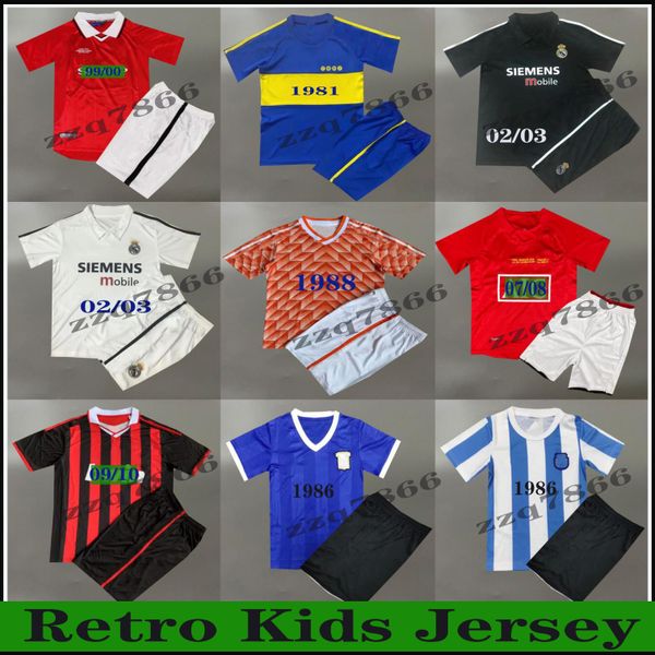 

1981 1986 boca juniors kids retro maradona soccer jersey 07 99 ronaldo solskjaer 88 gullit van basten 02 09 10 beckham zidane ronaldinho cla, Black;yellow