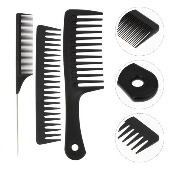 

hair brushes 3pcs styling comb wide-tooth detangling shower set for home, Silver