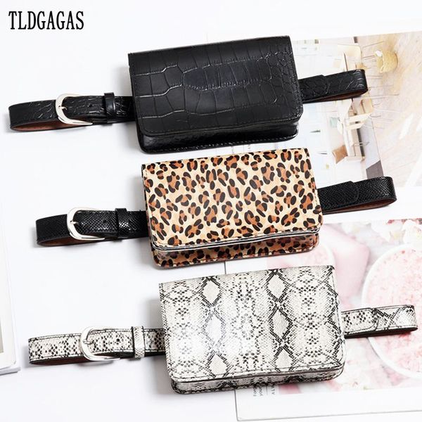 

waist bags for women 2021 animal print pack pu leahter bag fashion snake skin belt female purse t