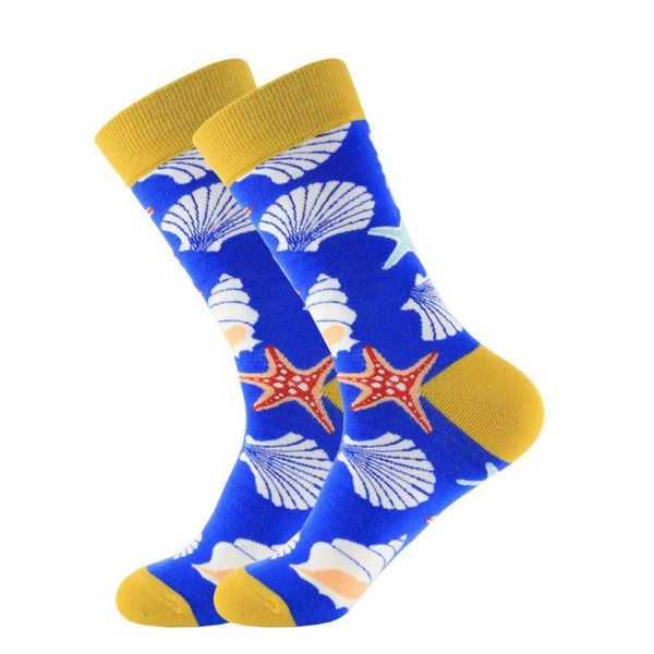 

sports socks w mid tube colorful casual stockings seafood patterned printed funky festival for men women, Black