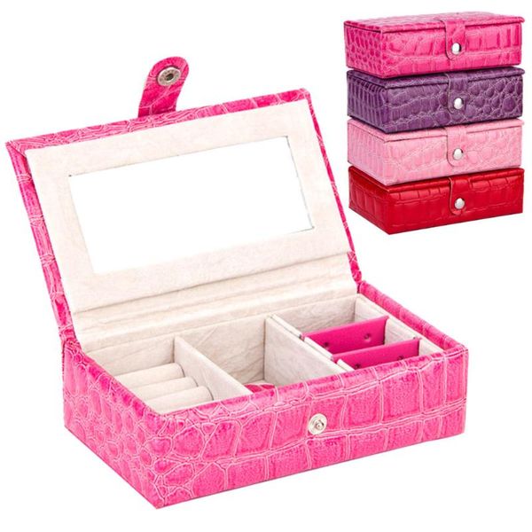 

storage bags fashion women pu leather jewelry ring necklace earrings box cosmetic display bag boxes hg99