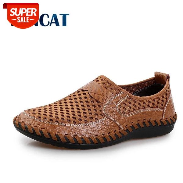 

2019 summer breathable mesh shoes mens casual shoes genuine leather slip on brand fashion summer man soft comfortable #511o