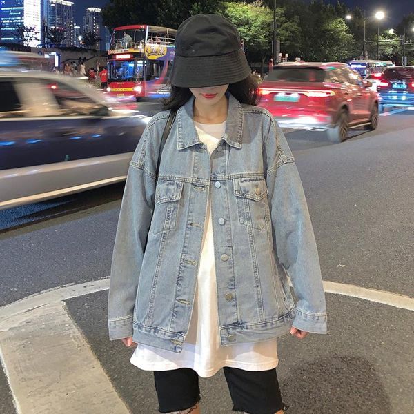 

women's jackets loose denim jacket autumn korean style simple all-match casual top, Black;brown