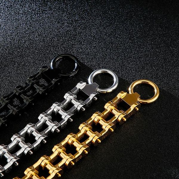 

link, chain 21cm stainless steel bike bracelet men goldblack 18mm heavy chunky bicycle link pulsera homme jewelry, Black