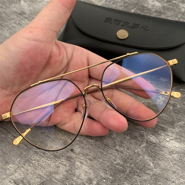 

design sunglasses crosin spectacles frame large face pear shaped polygon cat's eye for men and women with myopia, White;black