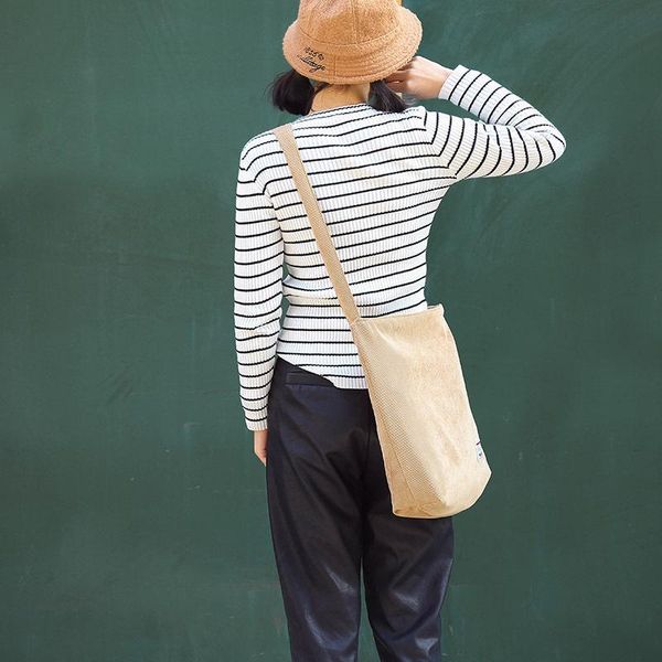 

shopping bags vintage corduroy shoulder bag women resuable tote soft grocery red black folding bolsas reutilizable large size