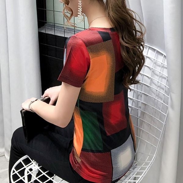 

2021 summer european clothes t-shirt vintage print women ropa mujer short sleeve bottoming shirt tees new t06401 tyak, White