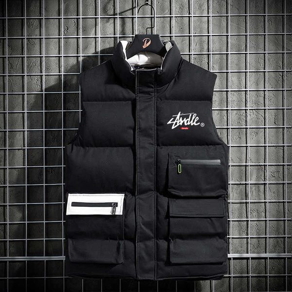 

men's spring korean fashion and jacket down cotton vest winter autumn thickened coat, Black;white