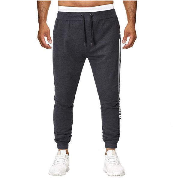 

men effects printed training sport broek selling comfortable mode effen color workwear casual pocket 04*, Black