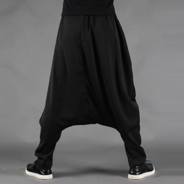 

plus size m-2xl autumn winter mens hip hop harem pants japan style black tassels skirt-pants cool male loose casual trousers, Black;red