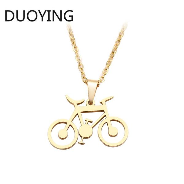 

pendant necklaces duoying stainless steel necklace for women man classic bicycle gold and silver color choker engagement jewelry