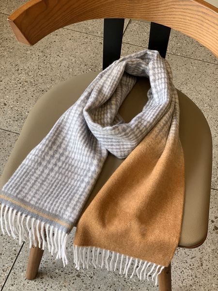 

women autumn and winter scarf thickened warm korean version of wool blend long european american high-grade shawl versatile red net, Blue;gray
