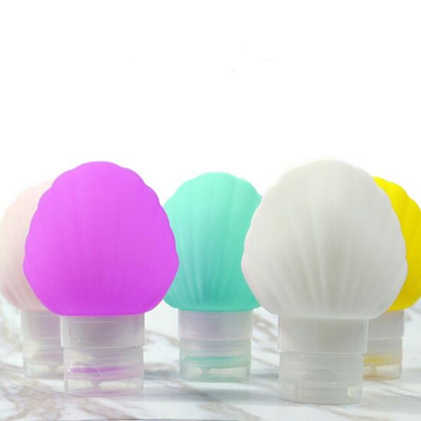 

shell portable silicone refillable bottle empty travel packing press for lotion shampoo cosmetic squeeze containers