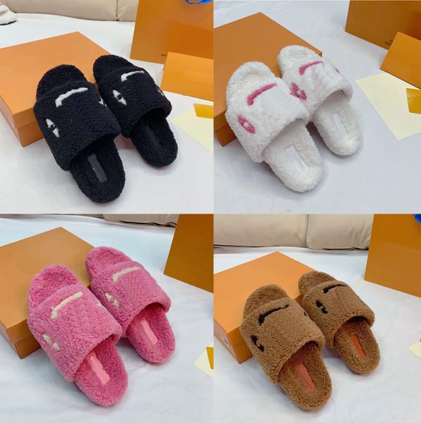 

slippers causal slippers wool slipper autumn winter print slide cotton sandals shoes louising vuttones indoor beach flip flops with box dfdf, Black