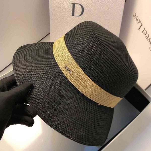 

japanese designer's small fisherman's summer straw woven tube bell shaped basin hat, Black;white