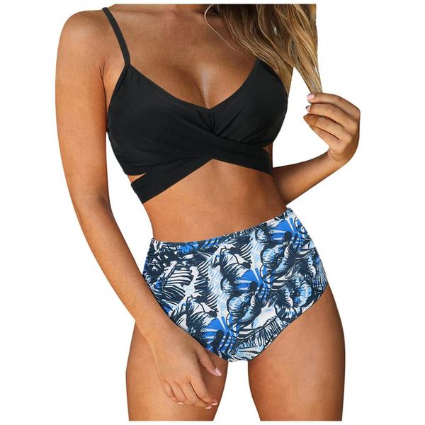 

women's swimwear ruffle bikini sets with floral printed bottom swimsuit two pieces women 2021 beach bathing suit biquinis, White;black