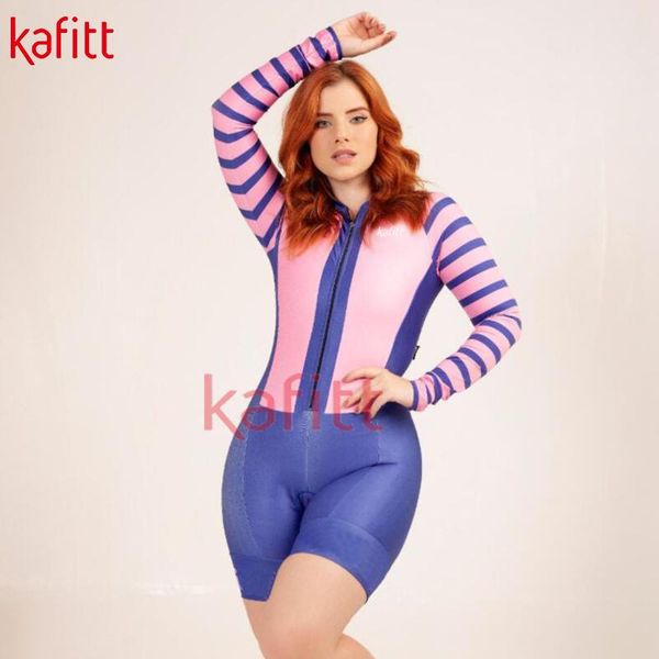 

racing sets kafiwomen' triathlon long sleeve cycling jersey jumpsuit sweatshirt ciclismo feminino casual set, Black;blue