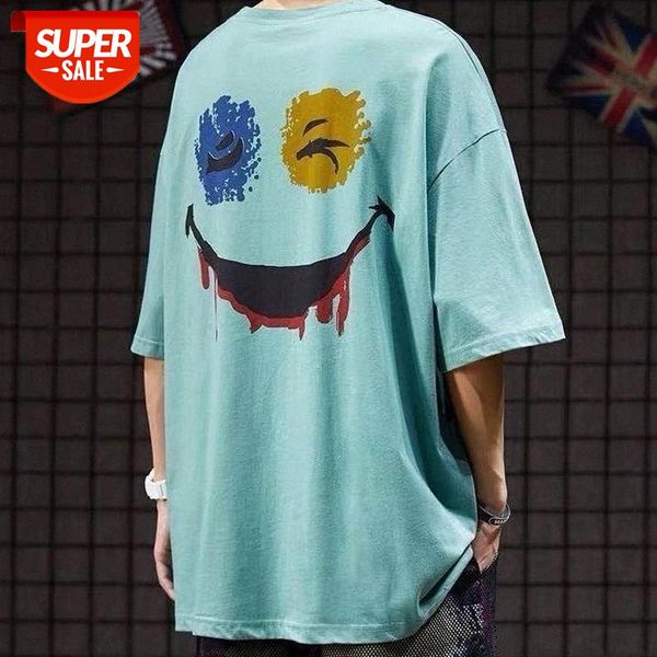 

harajuku cotton t shirt summer new men women t-shirts loose round neck shirt students korean five-point sleeves trendy men #wu4b, White