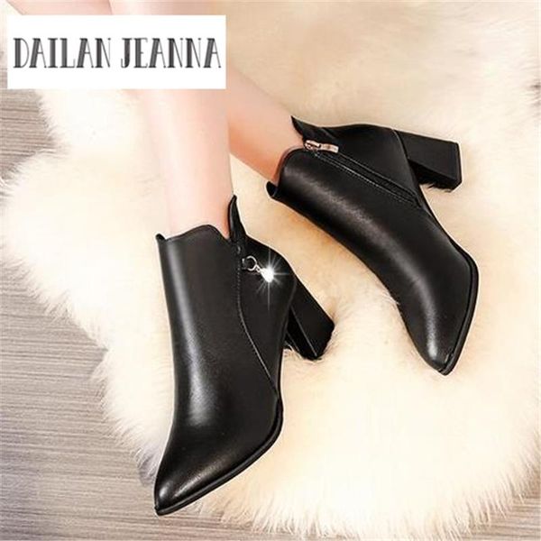 

boots dailan jeanna 2021 autumn and winter pointed high-heeled bare cashmere british single female, Black