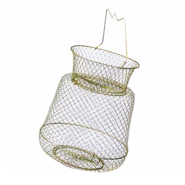 

fishing accessories yellow steel wire cage net folding fishnet dip collapsible practical portable