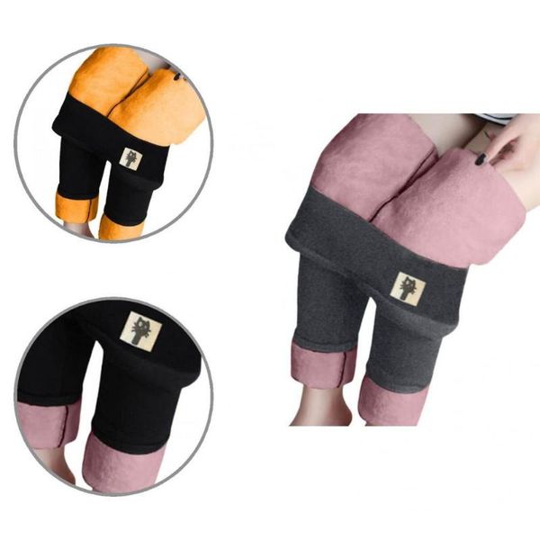 

women's pants & capris thermal thicken lady high waist stretchy korean style leggings for party, Black;white