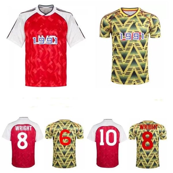 

1990 1991 1992 1993 ian wright tony adams cole retro soccer jersey rocastle dixon campbell merson smith classic vintage football shirt, Black;yellow