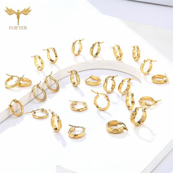 

hoop & huggie statement stainless steel earrings 10mm gold color small earring beatuiful geometric round hoops womens fashion jewelry, Golden;silver