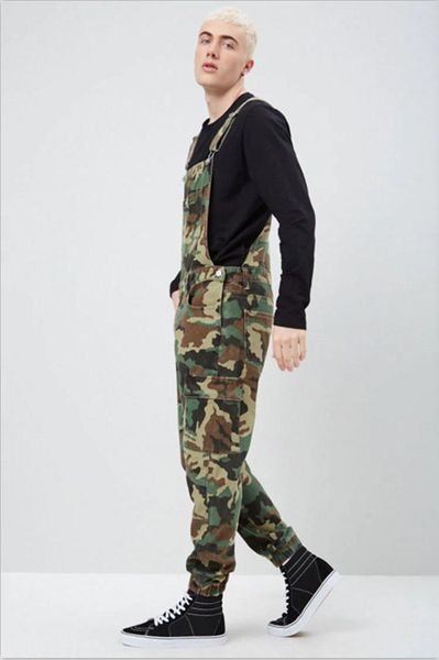 

men's jeans camouflage overalls slim-fit trousers and casual jumpsuits, Blue