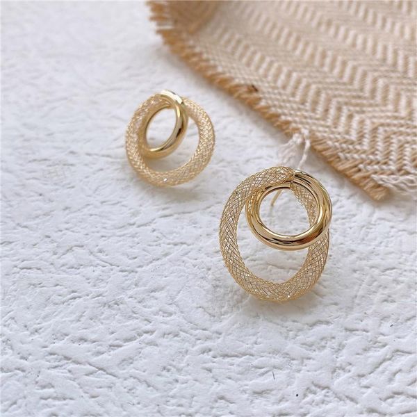 

stud 2021 fashion creative round earrings for women gold color pendant temeprament female elegant party luxury jewelry eg60, Golden;silver