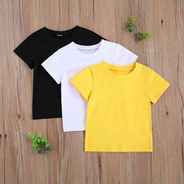 

solid color baby boys t shirt for summer kids girls short sleeve shirts clothes cotton toddler girl clothing, Blue
