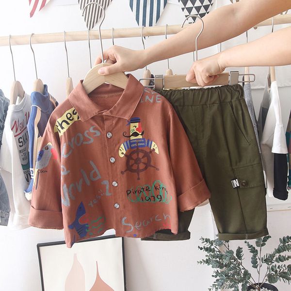 

spring autumn childrens sets cotton kids 2pcs suit letter print shirt+pants cute infant coats for girls boys children clothes, Red;yellow