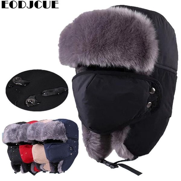 

berets winter bomber hat russian ushanka men ear flaps cap protect warm thicken for women protection bonnet, Blue;gray