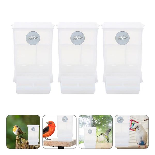 

other bird supplies 3pcs feeder food container acrylic automatic feeding tools