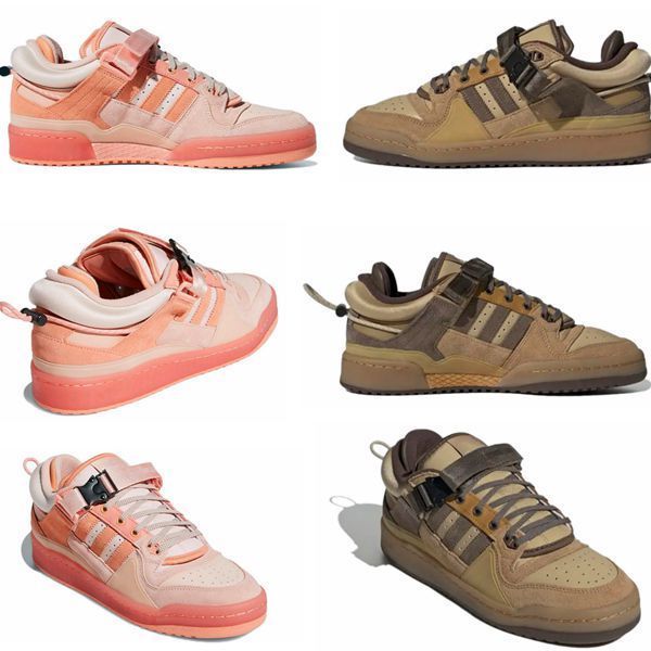

new pre-sale style classic bad bunny x women's running shoes forum low cut brown pink fashion couple outdoor men's sports with