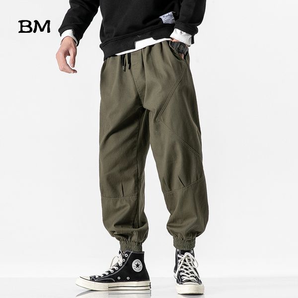 

loose plus size tactical army green casual pants 5xl streetwear baggy joggers hip hop sweatpants men korean style clothing c0222, Black