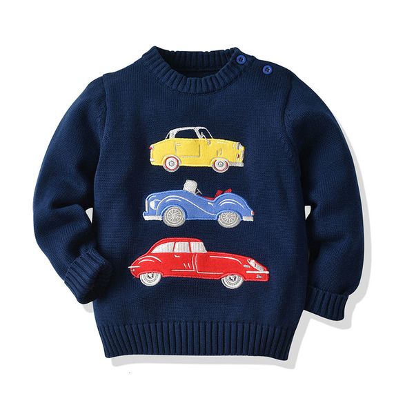 

autumn baby kids boys girls long sleeve cartoon car knit sweater baby kids boys girls pullover sweaters children's clothes, Blue
