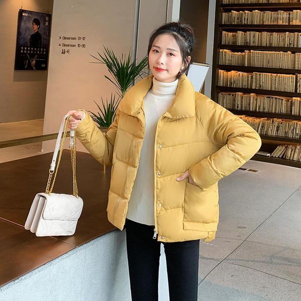 

women's down & parkas yellow short coat women stand collar autumn winter jacket manteau femme students cotton female outerwear c59151, Black