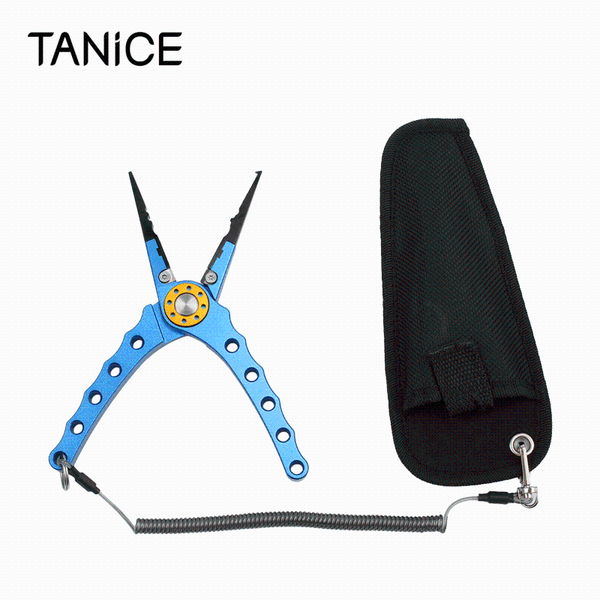 

professional hand tool sets tanice aluminum fishing pliers hook removal line cutting remover portable with sheath lanyard for fishermen