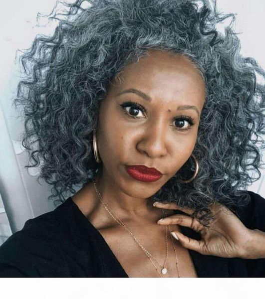 

grey ponytail hair wrap around 12 inch ponytail extension real human hair color solid grey clip in ponytail hair extensions ship, Black