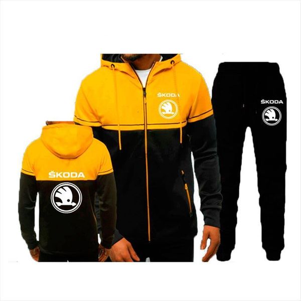 

suit skoda sportswear hoodie mens tracksuits pants zipper jogging, Gray